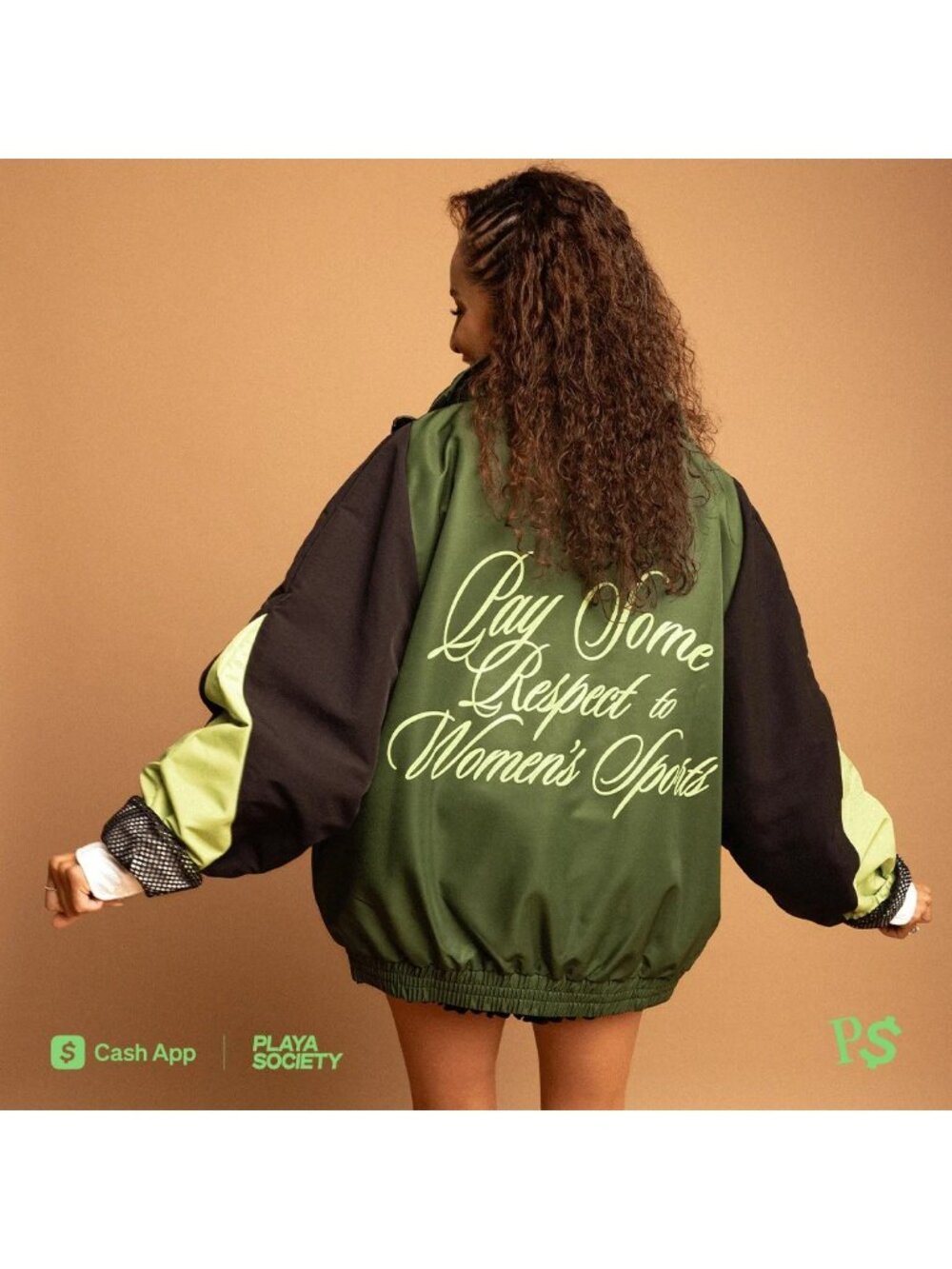 Playa Society x CashApp PSRTWS Heritage Track Jacket Size Medium Green